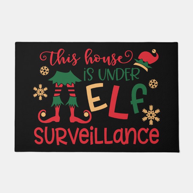 Under Elf Surveillance Christmas Door Mat (Front)