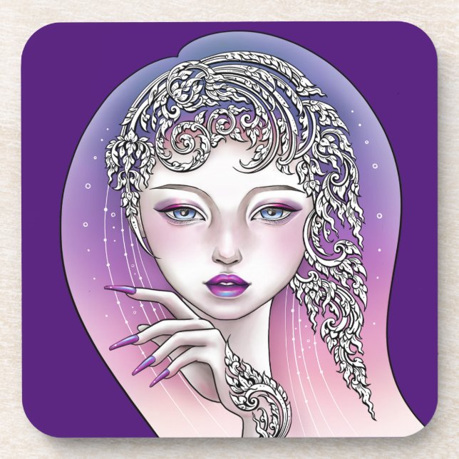 Under hard plastic glass Goddess of the Night Beverage Coaster (Front)
