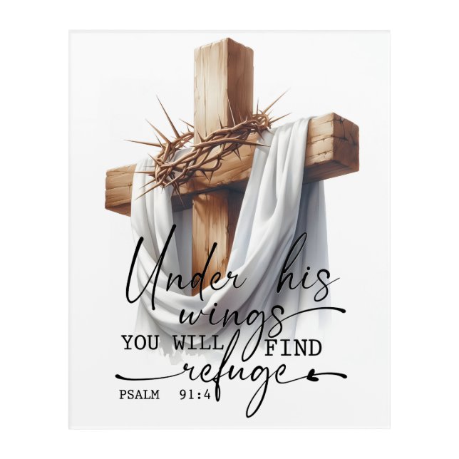 Under His Wings Scripture Art – Psalm 91:4  (Front)