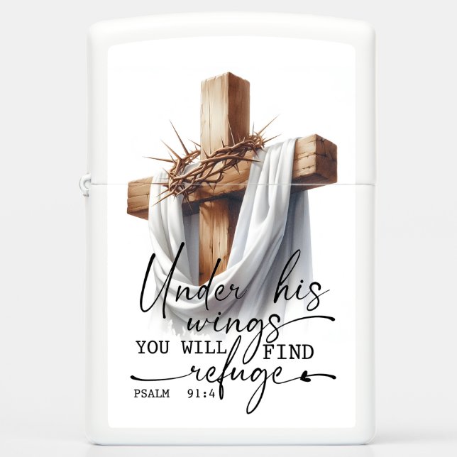Under His Wings Scripture Art – Psalm 91:4  Zippo Lighter (Front)