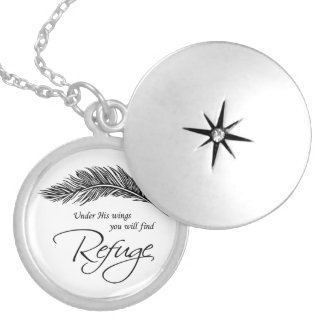 Under His Wings You Will Find Refuge Locket Necklace