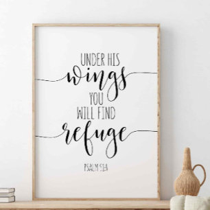 Under His Wings You Will Find Refuge, Psalm 91:4 Poster