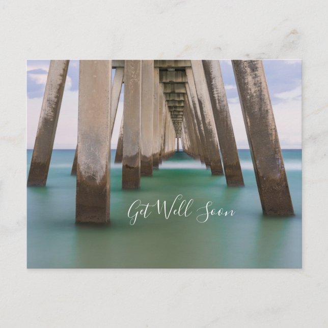 Under Navarre Beach Pier Get Well Soon Postcard (Front)