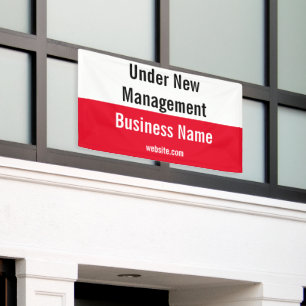Under New Management Business Name Red Black White Banner