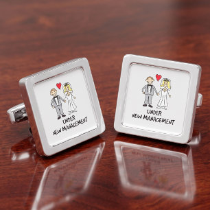 Under New Management - Funny Marriage Humor Cufflinks