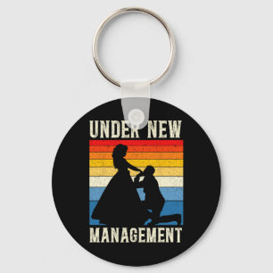 Under New Management Groom Wedding Bachelor Party Keychain