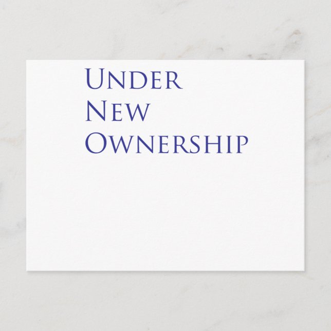 Under new ownership postcard (Front)