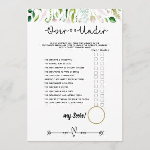 under or over bridal baby shower game invitation