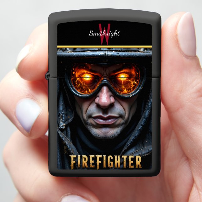 Under Pressure Firefighter Glowing Eyes Zippo Lighter (In Hand)