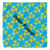 Under Protest Sky Blue Yellow Red Biohazard Bandana