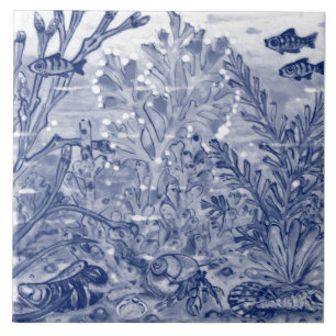 Under Sea Dark Blue Ocean Scene Crab Mural Pc#7 Ce Ceramic Tile