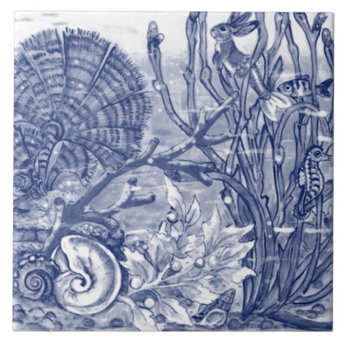 Under Sea Dark Blue Ocean Scene Fish Mural Pc6 Ce Ceramic Tile