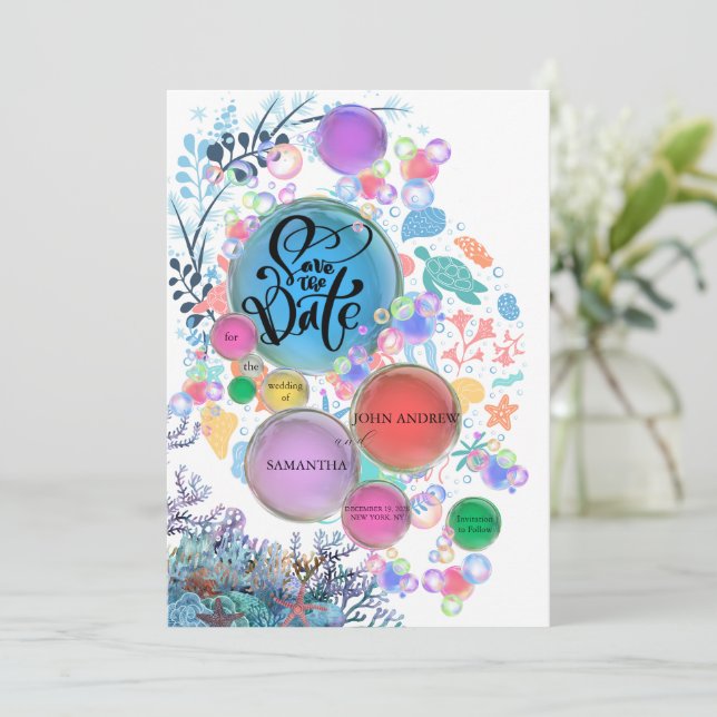 Under Sea Water Save the Date (Standing Front)