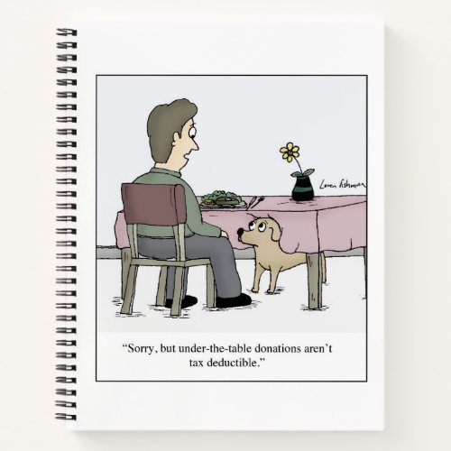 Under Table Donation Dog Taxes Cartoon Notebook