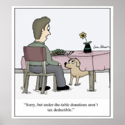Under Table Donation Dog Taxes Cartoon Poster