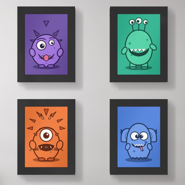 Under the Bed Buddies Wall Art Sets (Front)