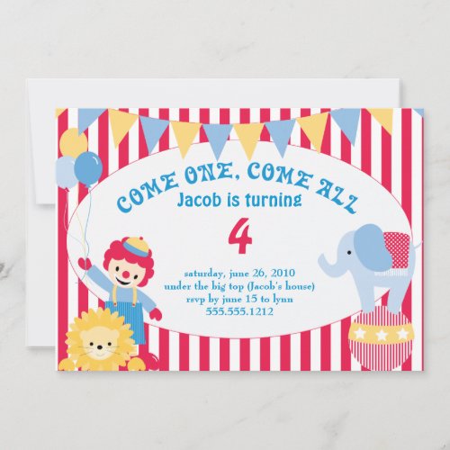 under the big top _ childrens birthday invitation