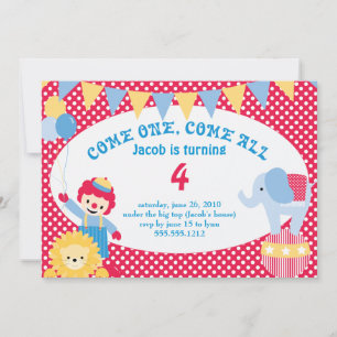 under the big top - childrens birthday invitation