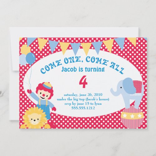 under the big top _ childrens birthday invitation