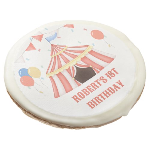 Under the Big Top Circus Birthday Party Sugar Cookie