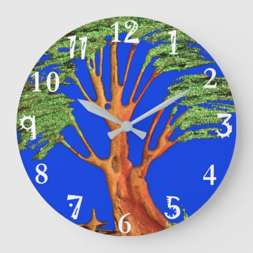 Under the Blue Sky Embracing Natures Acacia Tree Large Clock