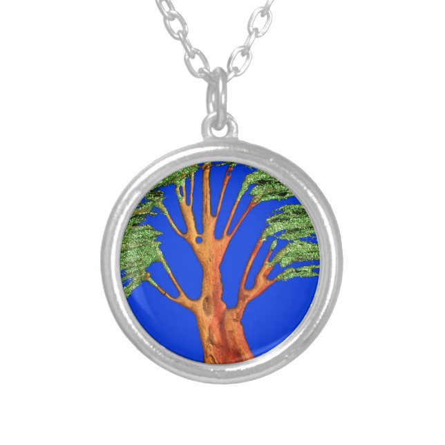 Under the Blue Sky: The Acacia Tree Collection Silver Plated Necklace (Front)