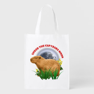 Under the Capybara Moon Cute Animal Grocery Bag
