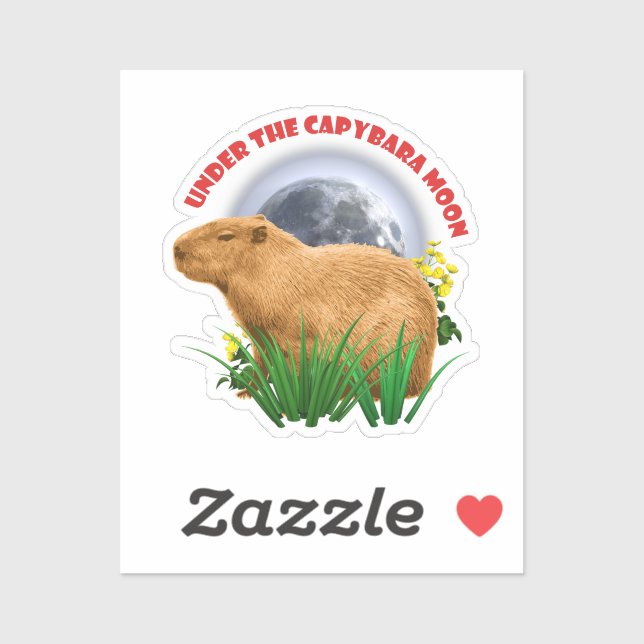 Under the Capybara Moon Funny Capybara  Sticker (Sheet)