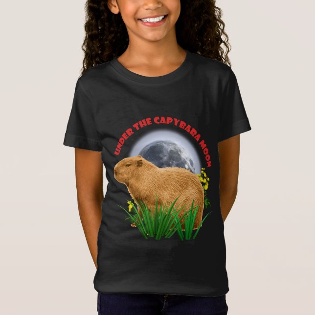 Under the Capybara Moon Funny Capybara  T-Shirt (Front)
