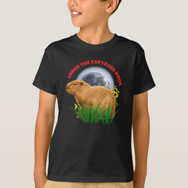 Under the Capybara Moon Funny Capybara  T-Shirt (Front)