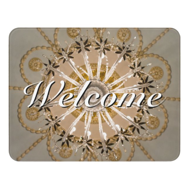 Under The Chandelier Welcome Door Sign (Contemporary Front)