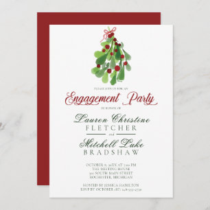 Under the Christmas Mistletoe Engagement Invitation