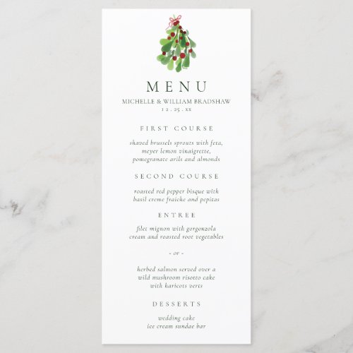 Under the Christmas Mistletoe Wedding Menu