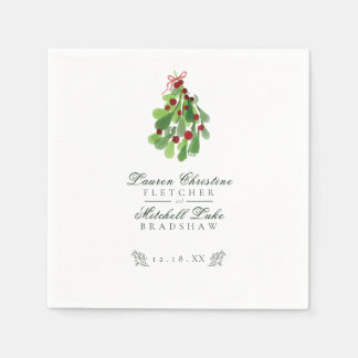 Under the Christmas Mistletoe Wedding Napkins