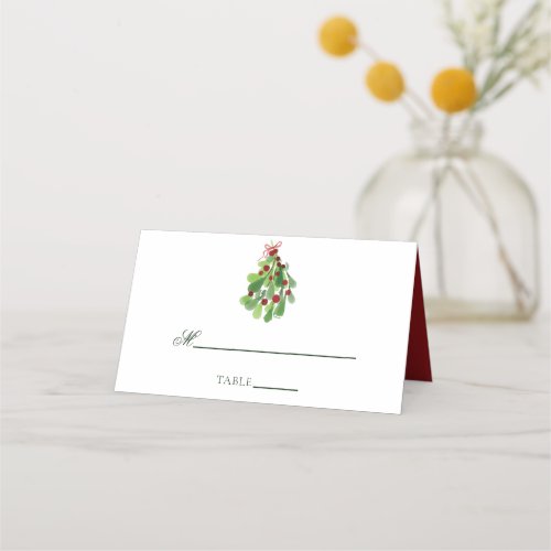 Under the Christmas Mistletoe Wedding Place Card