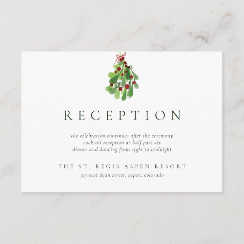 Under the Christmas Mistletoe Wedding Reception Enclosure Card