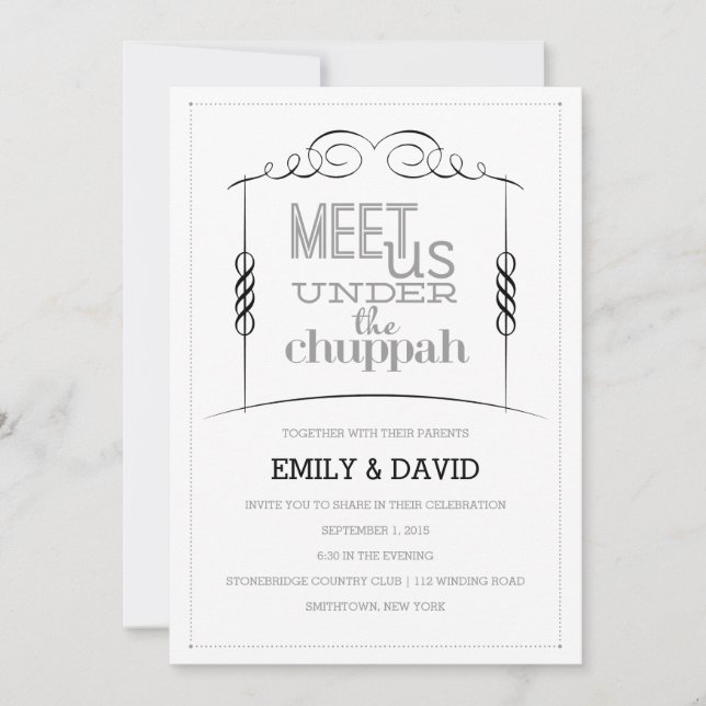Under the Chuppah Jewish Wedding Invitation (Front)