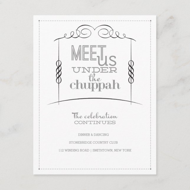 Under the Chuppah Jewish Wedding Reception Card (Front)