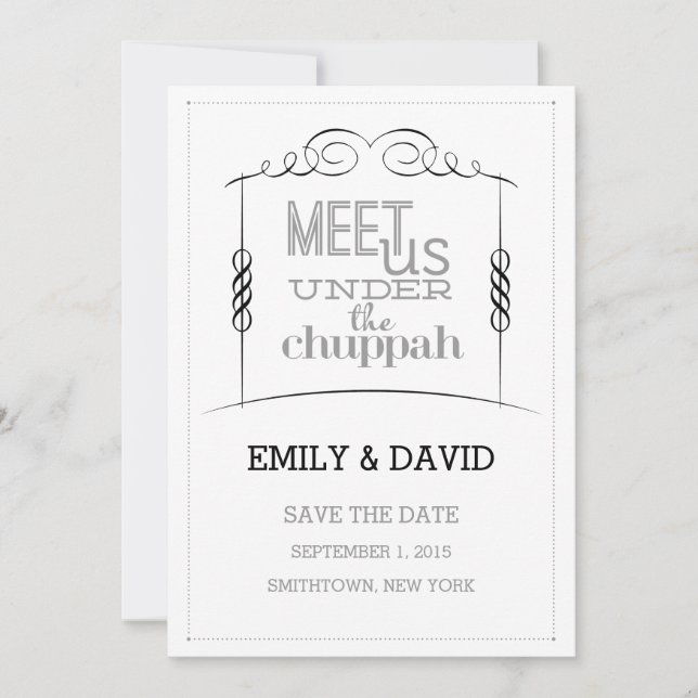Under the Chuppah Jewish Wedding Save the Date (Front)