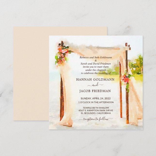 Under The Chuppah Wedding Invitation (Front/Back)