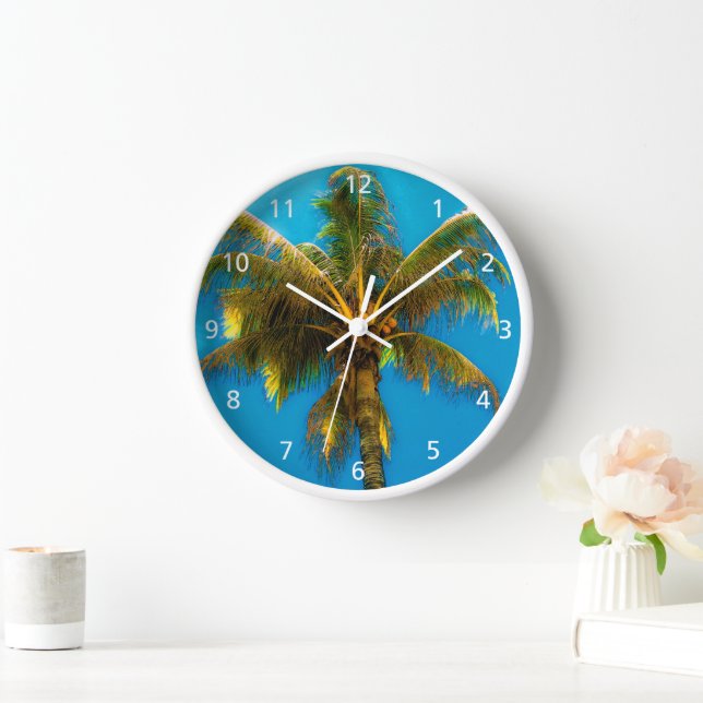 Under the Coconut Palm Acrylic Wall Clock (Home)