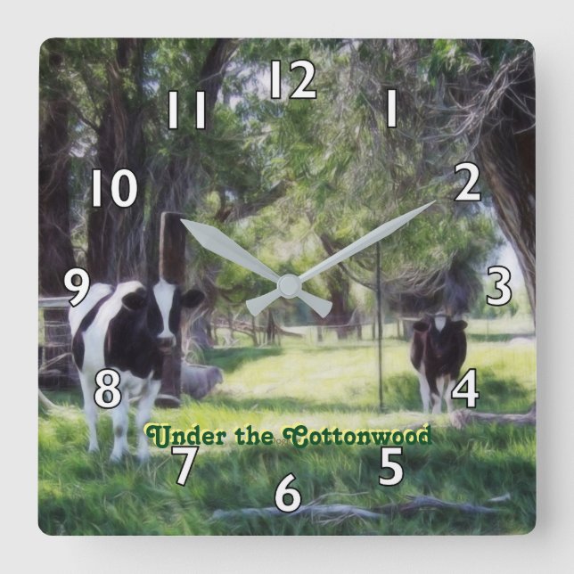 Under the Cottonwood Square Wall Clock (Front)