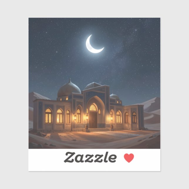 Under The Crescent Sky – Islamic Art Square Sticker (Sheet)