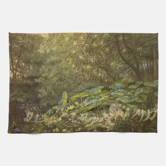 Under the Dock Leaves by Richard Doyle, Fairy Art Kitchen Towel (Horizontal)