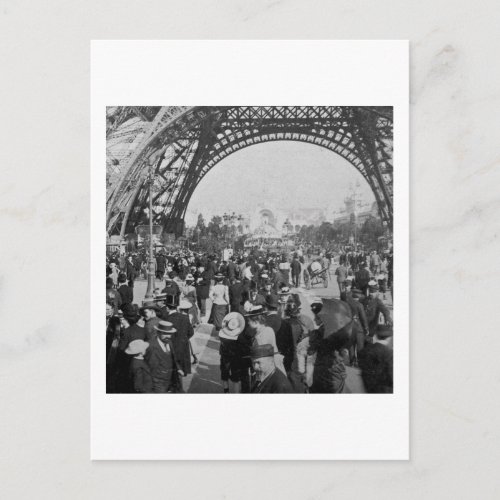 Under the Eiffel Tower 1900 Paris Exposition Postcard