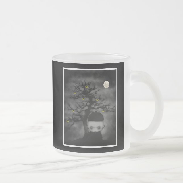 Under the Fan Tree Frosted Glass Coffee Mug (Right)