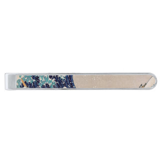 Under the Great Wave off Kanagawa Silver Finish Tie Clip