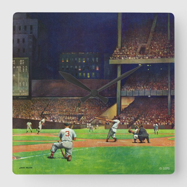 Under The Lights by John Falter Square Wall Clock (Front)