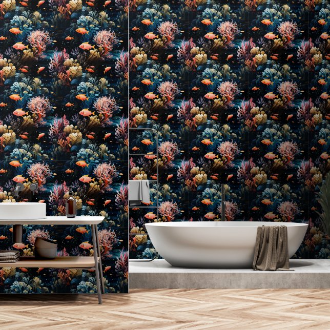 Under the midnight sea wallpaper  (Bathroom)