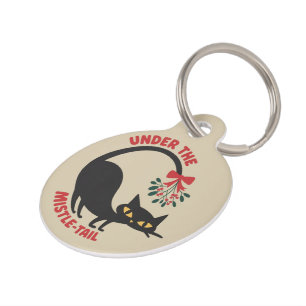 Under the Mistletoe Catmas Retro Midcentury Cat Pet ID Tag